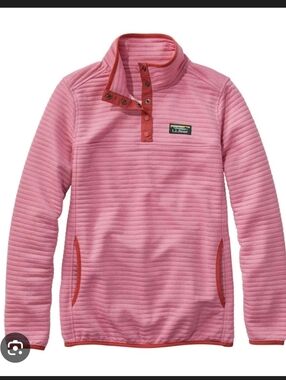 L.L. Bean Pink Quilted Snap-Placket Womens M Petite Pullover Dusty Pink